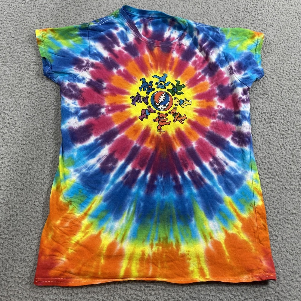 Grateful Dead Shirt Womens Small Tie Dye Dancing Bears Stealie Graphic 2010